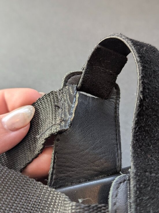 Black suede and leather strappy velcro sandals  made in Italy size 39 - Picture 8 of 11